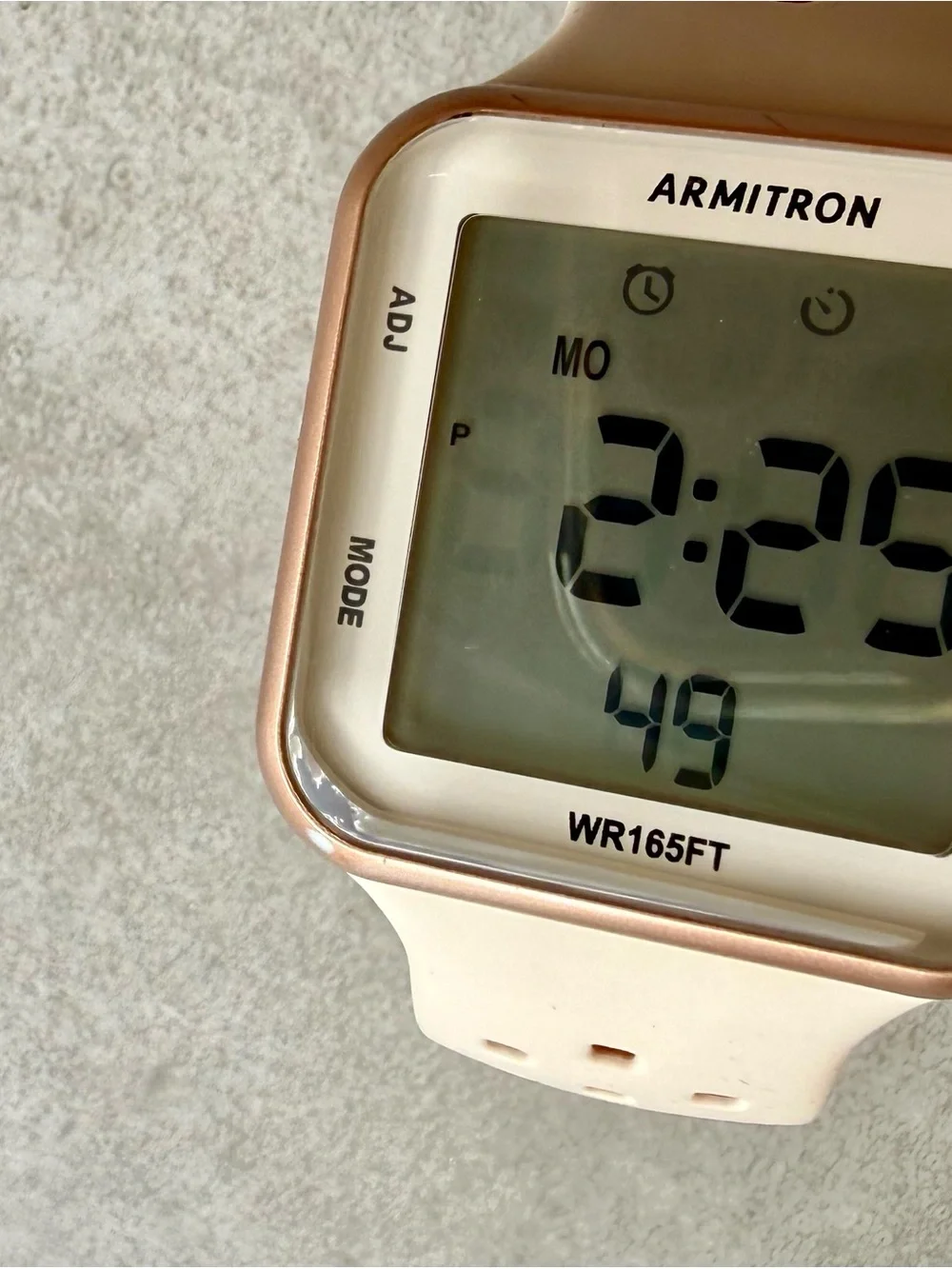 Armitron Digital Chronograph watch pink square Silicone Strap water resistant